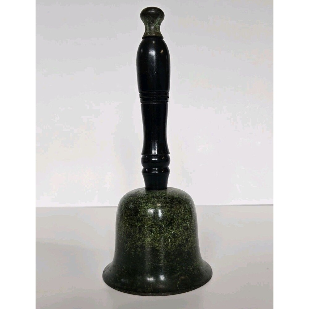 Vintage Hand Bell Green Large Antique Teachers Church School